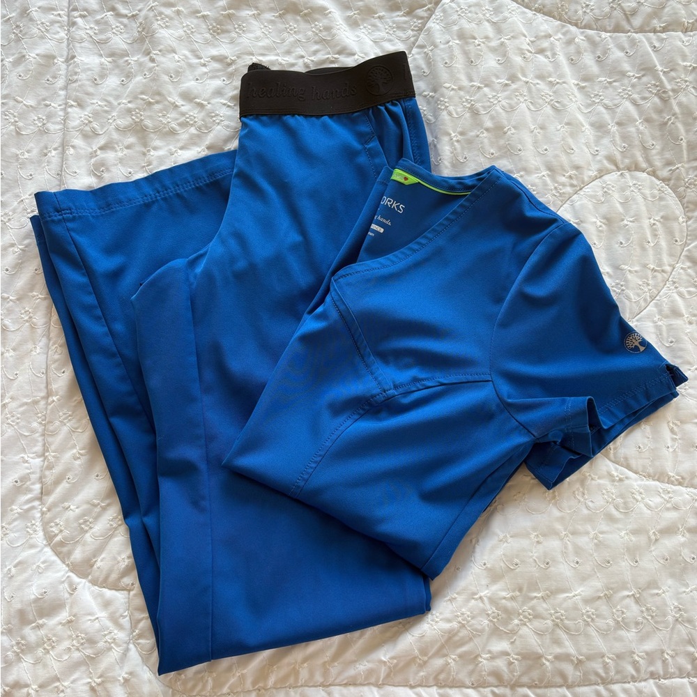 Healing Hands Royal Blue Scrub Set